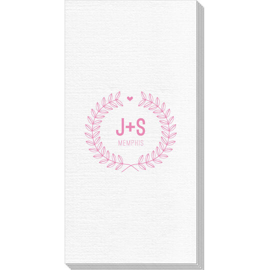 Laurel Wreath with Heart and Initials Deville Guest Towels